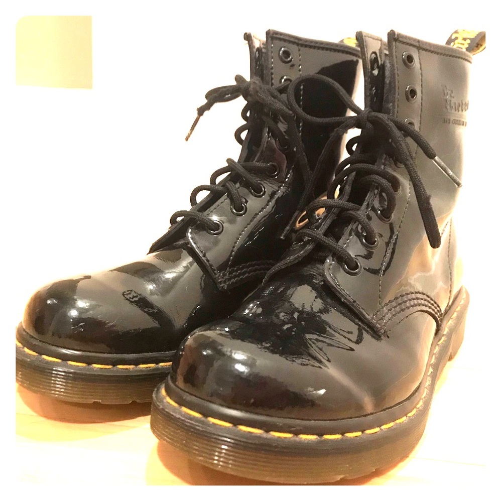 Black vinyl shiny classic doc Martens